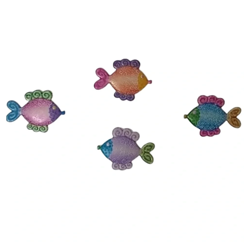 Tropical Beach Art Handmade Hand Painted Colorful Fish Wall Decor Set Multicolor